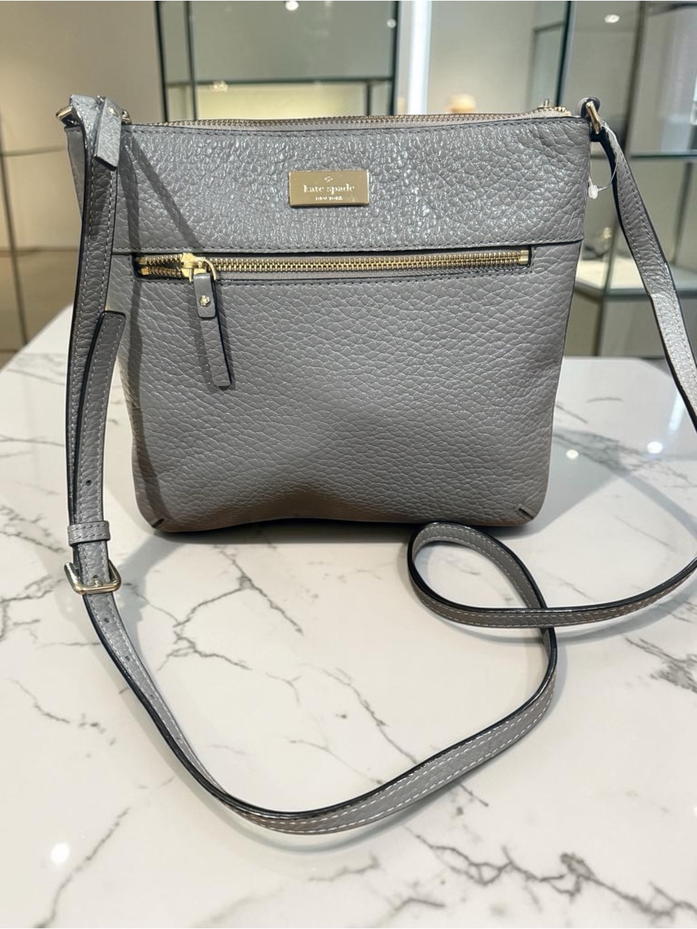 kate spade New York Pebbled Leather Crossbody Bag in Gray